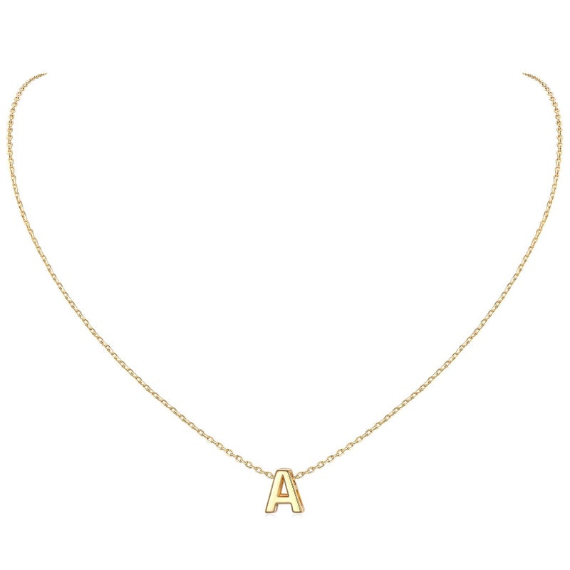 ChicSilver Letter A Necklace, 14K Gold Plated Sterling Silver Small Dainty Initial Pendant Necklace Personalized Name Necklace Tiny Alphabet Charm Necklace - Image 1